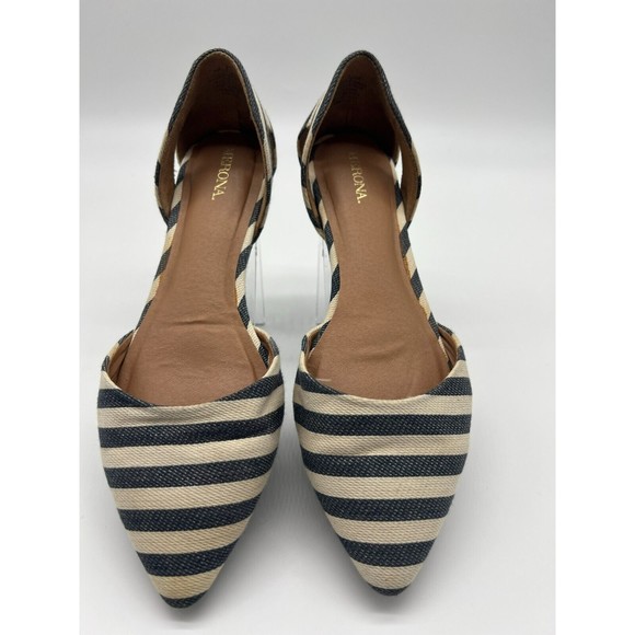 Merona Point toe blue and white stripe flats (Excellent Condition) - Picture 1 of 4